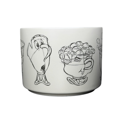 Disney Beauty and the Beast Chip stackable mug featuring character sketches in a playful design