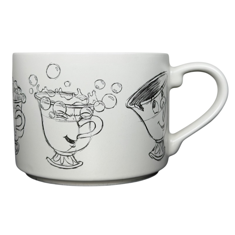 Disney Beauty and the Beast Chip stackable mug featuring fun character designs with bubbles