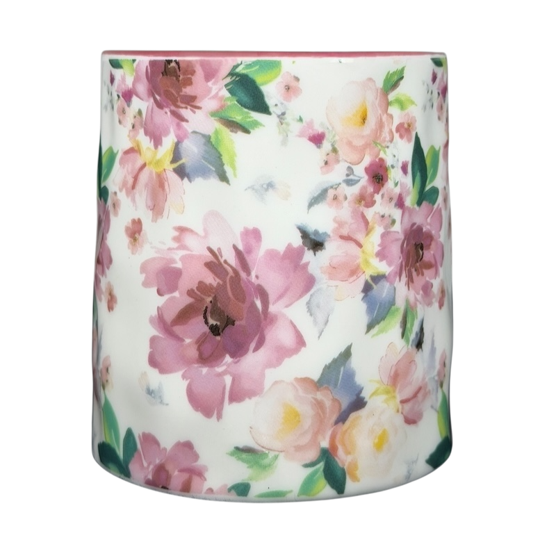 Bella Floral collectible watercolor rose pink handle mug with vibrant floral design and elegant finish