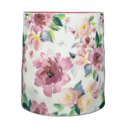 Bella Floral collectible watercolor rose pink handle mug with vibrant floral design and elegant finish