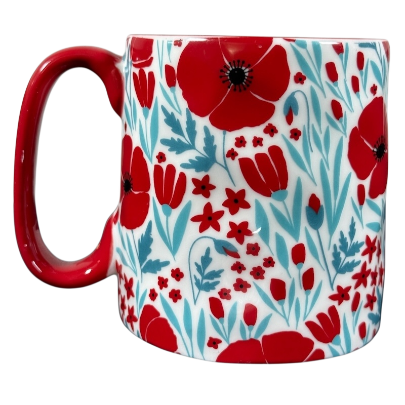 10 Strawberry Street Bella Floral Red Pink Poppies Dimpled Mug with vibrant floral design