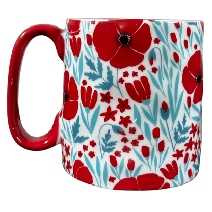 10 Strawberry Street Bella Floral Red Pink Poppies Dimpled Mug with vibrant floral design