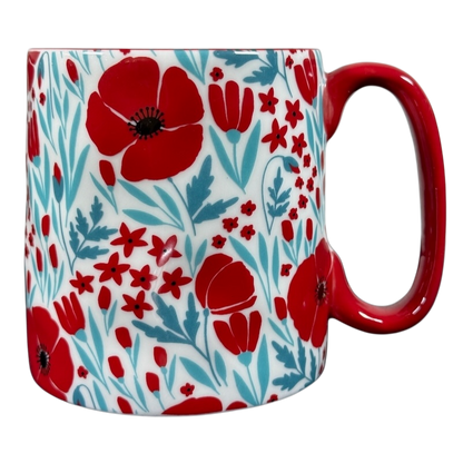 10 Strawberry Street Bella Floral Red Pink Poppies Dimpled Mug with vibrant floral design and red accents