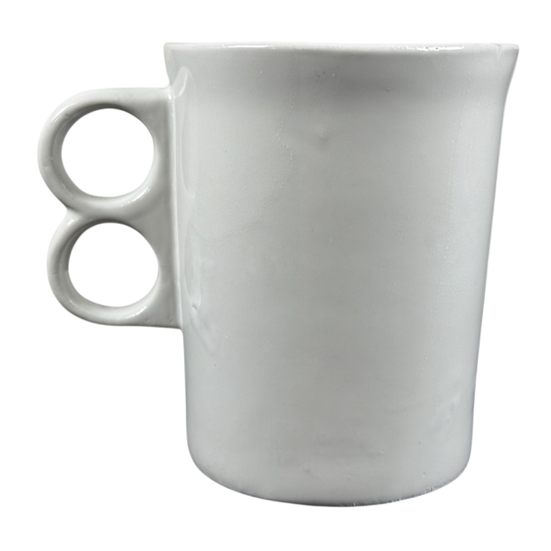 Bennington Pottery Smithsonian vintage collectible mug white glazed ceramic with double ring handle