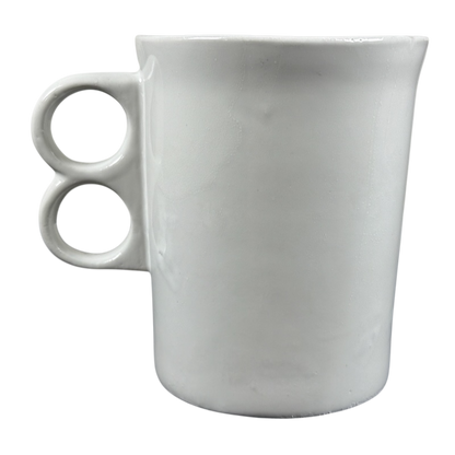 Bennington Pottery Smithsonian vintage collectible mug white glazed ceramic with double ring handle