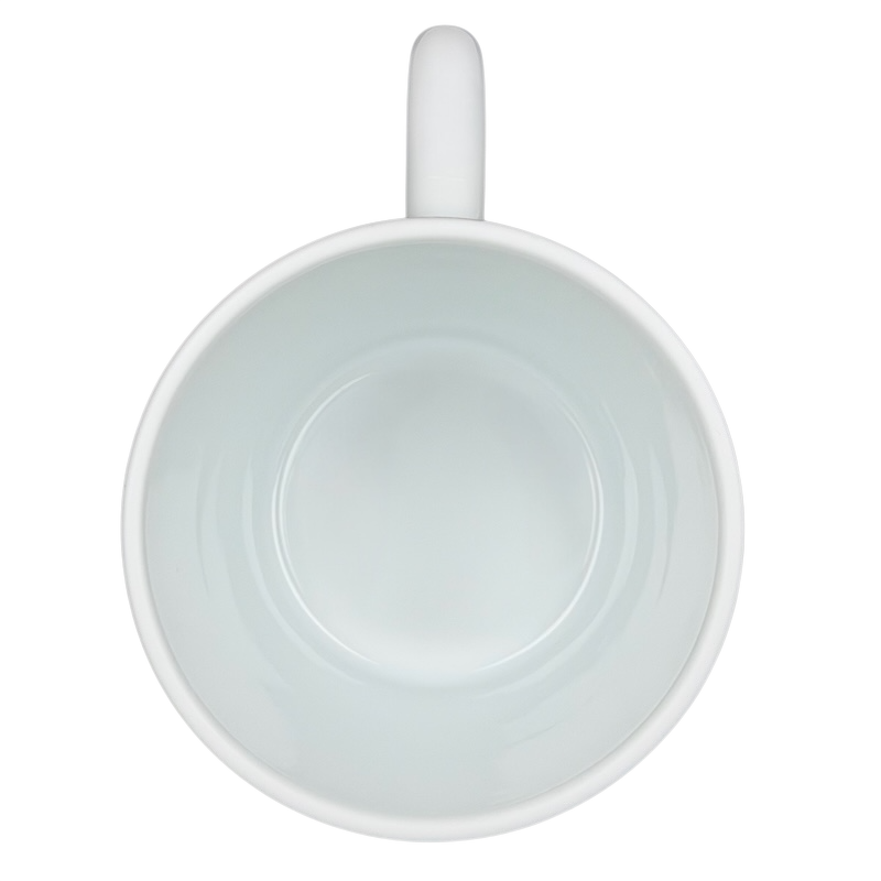 Top view of a simple white Limoges France Mug Bernardaud with a clean, elegant design