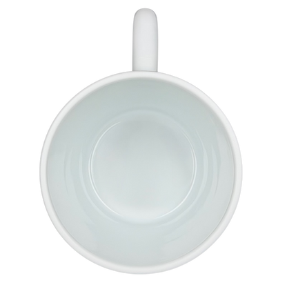 Top view of a simple white Limoges France Mug Bernardaud with a clean, elegant design