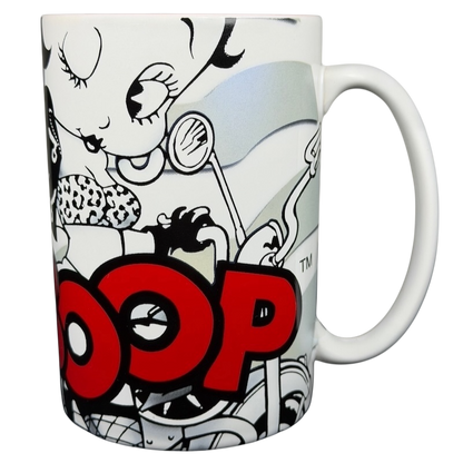 Betty Boop motorcycle Universal Studios mug with colorful cartoon design and large logo
