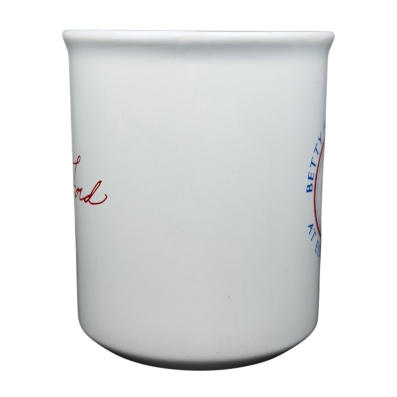 White ceramic mug featuring the Betty Ford Center At Eisenhower logo and signature design