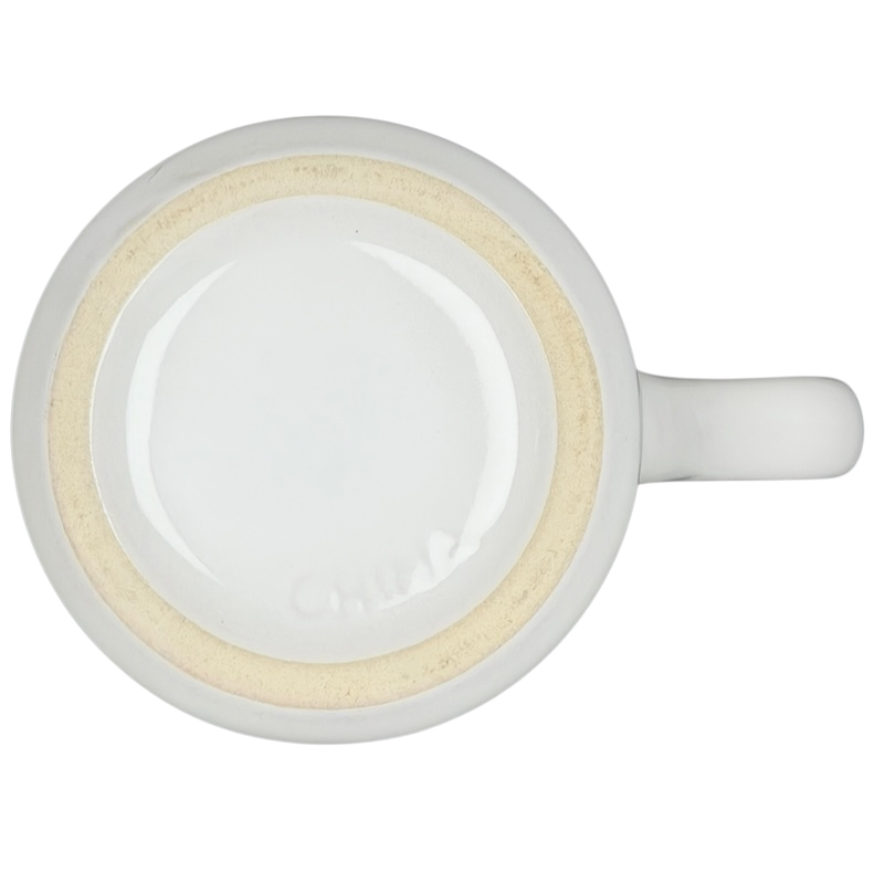 Top view of a Betty Ford Center At Eisenhower mug with a smooth white finish and a sturdy handle