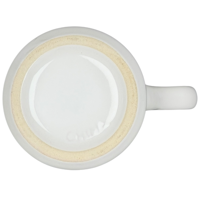 Top view of a Betty Ford Center At Eisenhower mug with a smooth white finish and a sturdy handle