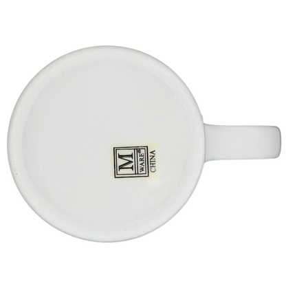 Bottom view of M Ware Betty Ford Center signature mug showcasing brand logo and design