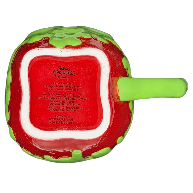 Bottom view of Snow White Evil Queen Green Poison Apple Mug Bioworld Disney with vibrant colors and unique design