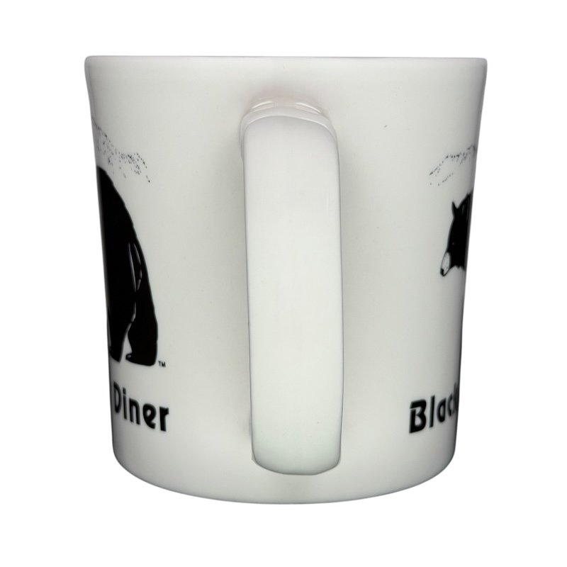 Black Bear Diner Mug Homer Laughlin China with bear graphic and curved handle