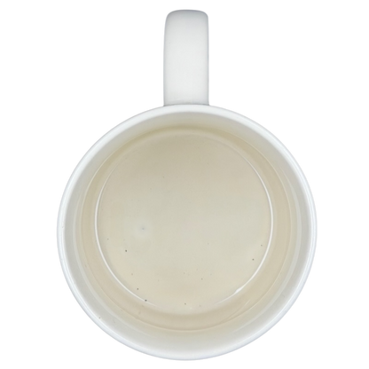 Interior view of Bloom's Coffee vintage mug in classic white ceramic design