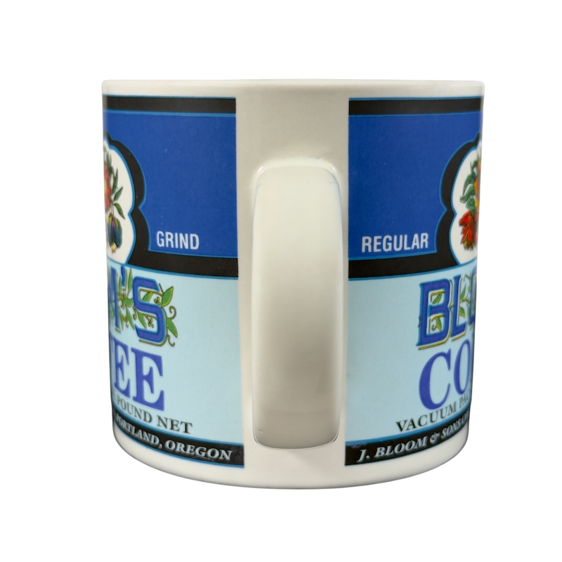 Westwood Bloom's Coffee vintage mug featuring a colorful floral design and classic label