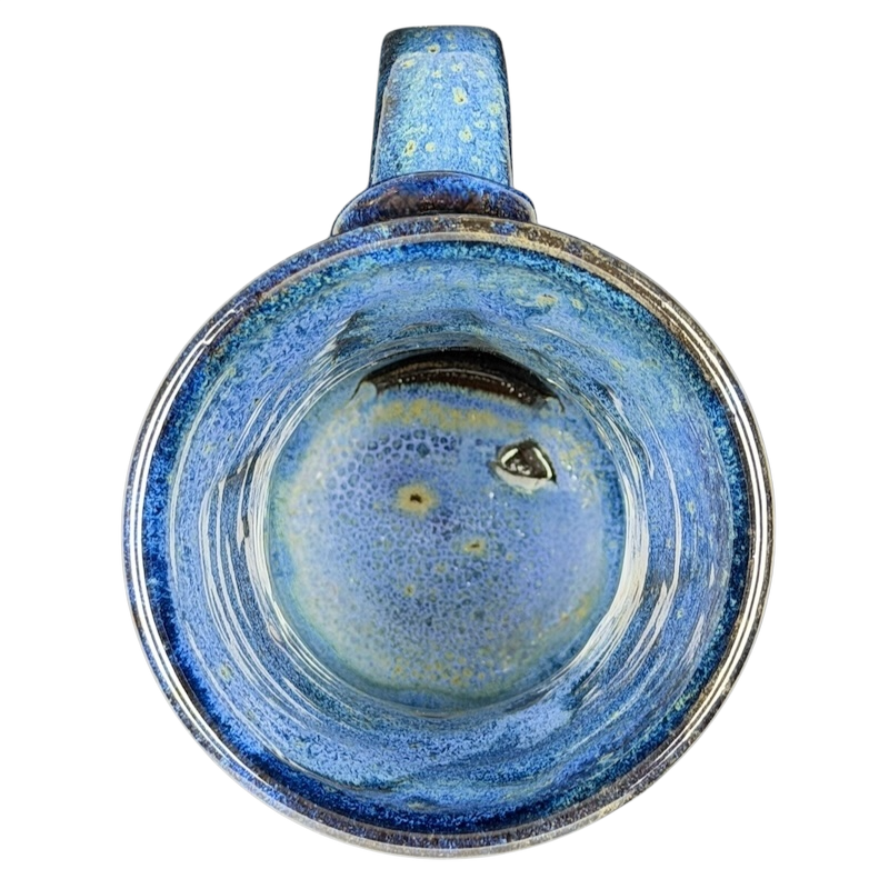 Blue Speckled Gecko Pottery Mug with a Unique Glaze and Comfortable Handle