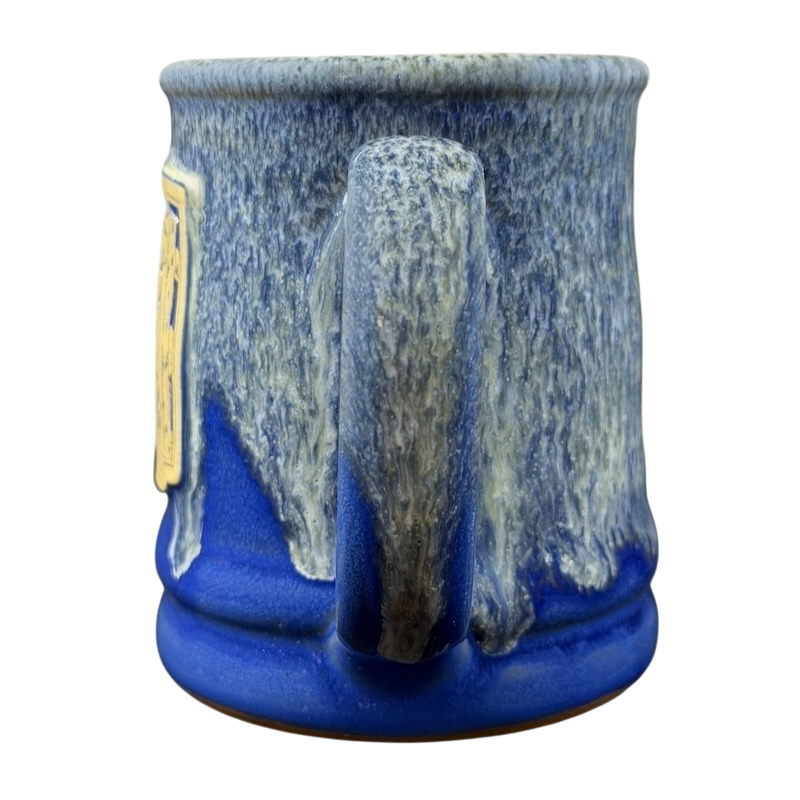 Boulder Mountain Lodge Utah Deneen mug in blue with a textured design and a sturdy handle