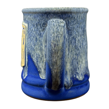 Boulder Mountain Lodge Utah Deneen mug in blue with a textured design and a sturdy handle