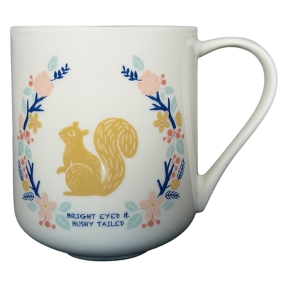 Threshold Bright Eyed Bushy Tailed Squirrel Mug with Floral Design and Colorful Squirrel Illustration
