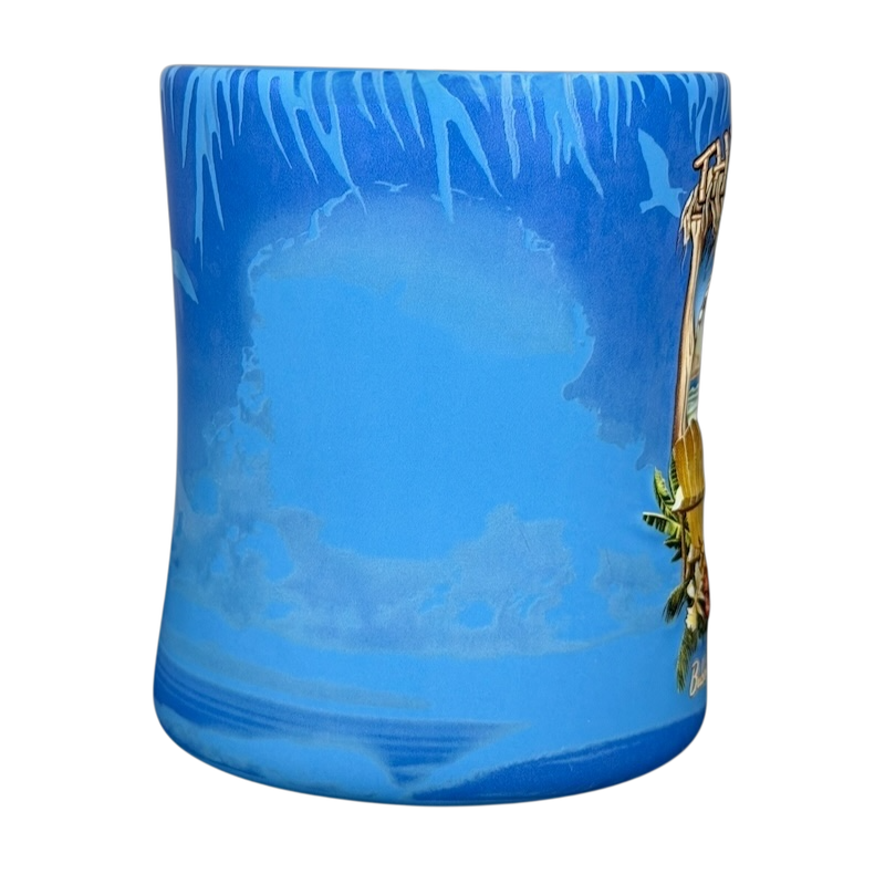 Bubba Gump Shrimp Co The Office mug featuring a tropical beach design in vibrant blue colors