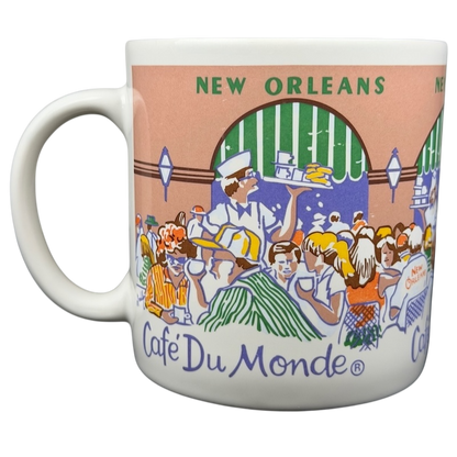 Cafe Du Monde New Orleans French Quarter Mug featuring vibrant artwork of the iconic café scene