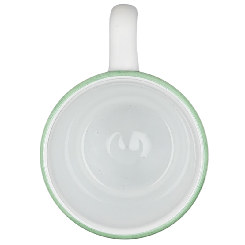 Caleca Frutta Pear and Plums mug with a smooth white interior and green rim detail