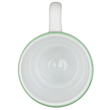 Caleca Frutta Pear and Plums mug with a smooth white interior and green rim detail