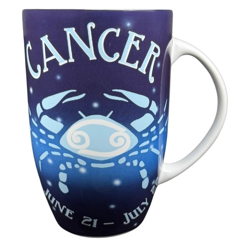 CANCER Zodiac What's Your Sign Mug Coventry featuring a blue crab design and dates June 21 - July