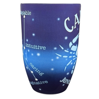 CANCER Zodiac What's Your Sign Mug Coventry featuring blue cosmic design and zodiac traits