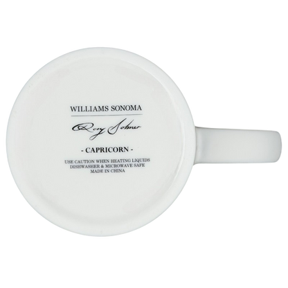 Bottom view of CAPRICORN Rory Dobner Astrology Mug Williams Sonoma showing brand details and care instructions