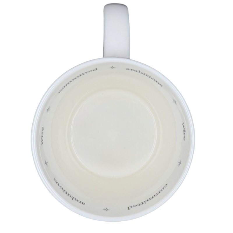Inside view of CAPRICORN Rory Dobner Astrology Mug Williams Sonoma with inspirational words