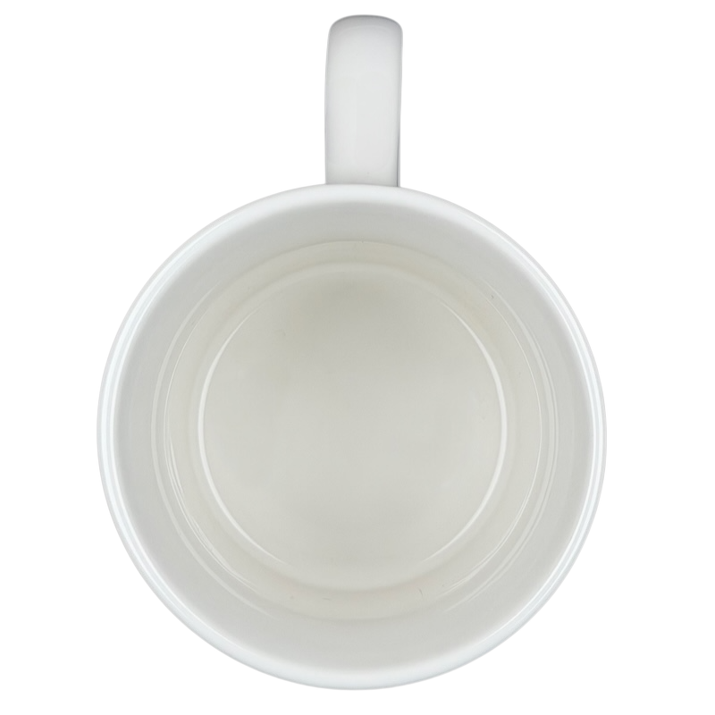 Inside view of the Captain Kirk Star Trek vintage mug showing a smooth, white ceramic finish