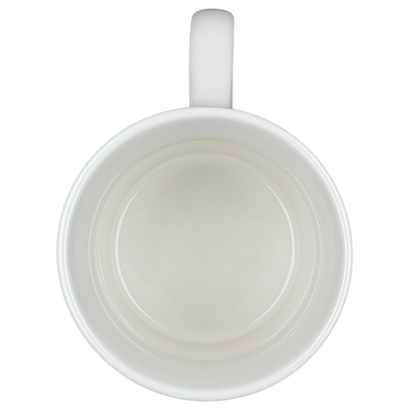 Inside view of the Captain Kirk Star Trek vintage mug showing a smooth, white ceramic finish