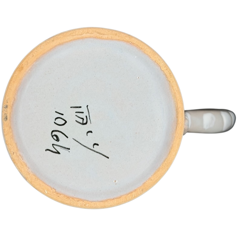 Carrot and Spoon Hand-Painted Made in Italy Pottery Mug showcasing unique artwork on the base