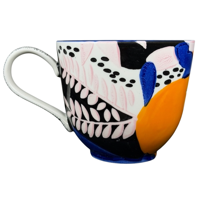 Colorful Cassie Byrnes Anthropologie Mug with Unique Floral Design Perfect for Coffee or Tea