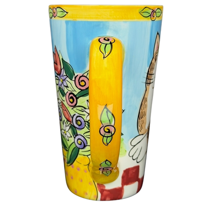 Catzilla Candace Reiter Designs Cats Flowers Mug featuring colorful floral and cat illustrations