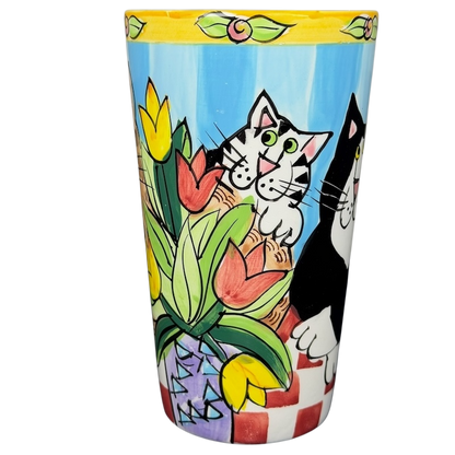 Catzilla Candace Reiter Designs Cats Flowers Mug featuring vibrant cats and colorful floral patterns