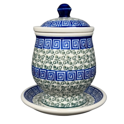 Polish Pottery Tea Infuser Brewing Boleslawiec Mug Ceramika Artystyczna with decorative patterns and lid