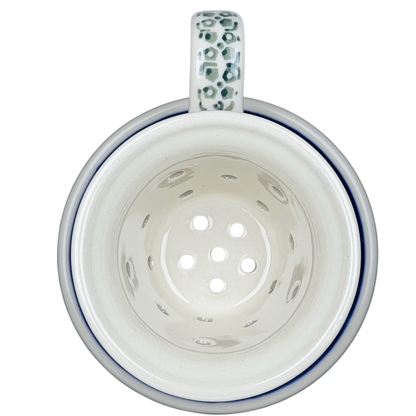 Polish Pottery Tea Infuser Brewing Boleslawiec Mug Ceramika Artystyczna with a floral design and drainage holes