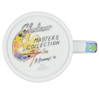 Chaleur Starry Night Van Gogh vintage mug featuring a colorful artist palette design