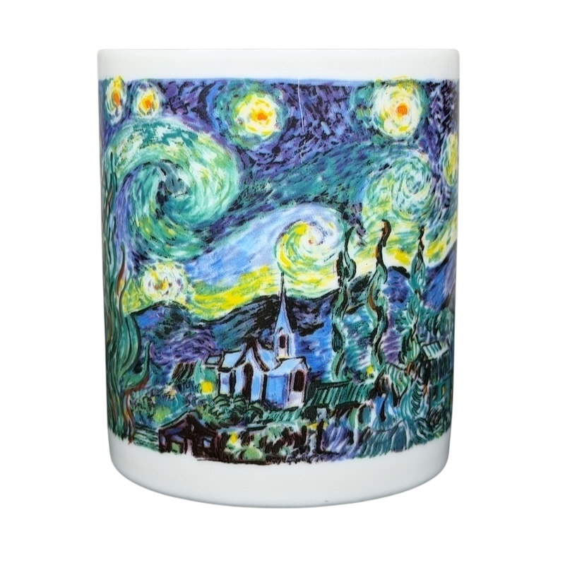 Chaleur Starry Night Van Gogh vintage mug featuring vibrant colors and iconic artwork