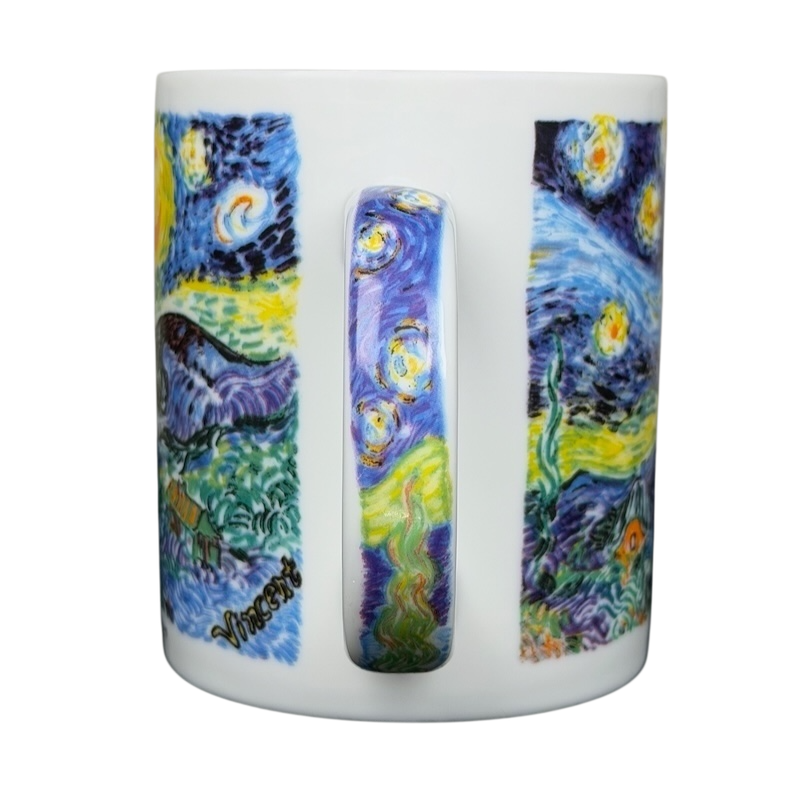 Chaleur Starry Night Van Gogh vintage mug featuring vibrant artwork of a starry sky