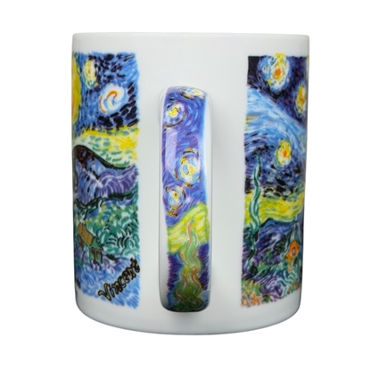 Chaleur Starry Night Van Gogh vintage mug featuring vibrant artwork of a starry sky