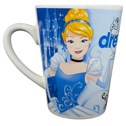 Cinderella Dare To Dream Disney mug featuring a beautiful illustration of Cinderella in her iconic blue dress