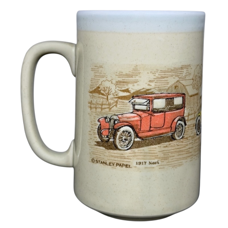 Classic Cars Mug vintage Otagiri featuring a 1917 Nash illustration on a stoneware design