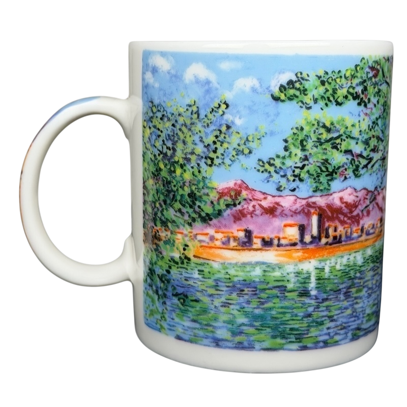 Claude Monet Antibes Salis Gardens collectible mug featuring a vibrant landscape design