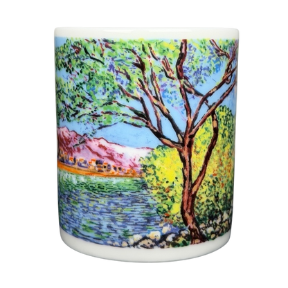 Claude Monet Antibes Salis Gardens collectible mug featuring vibrant landscape art and colorful scenery