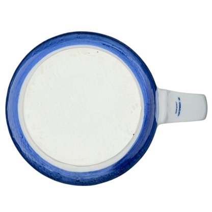 Bottom view of Coastal Seashell vintage Mug Otagiri showcasing blue rim design and smooth surface