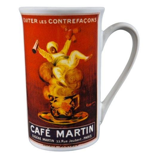 Vintage Westwood collectible Cafe Arte mug featuring a colorful Café Martin design